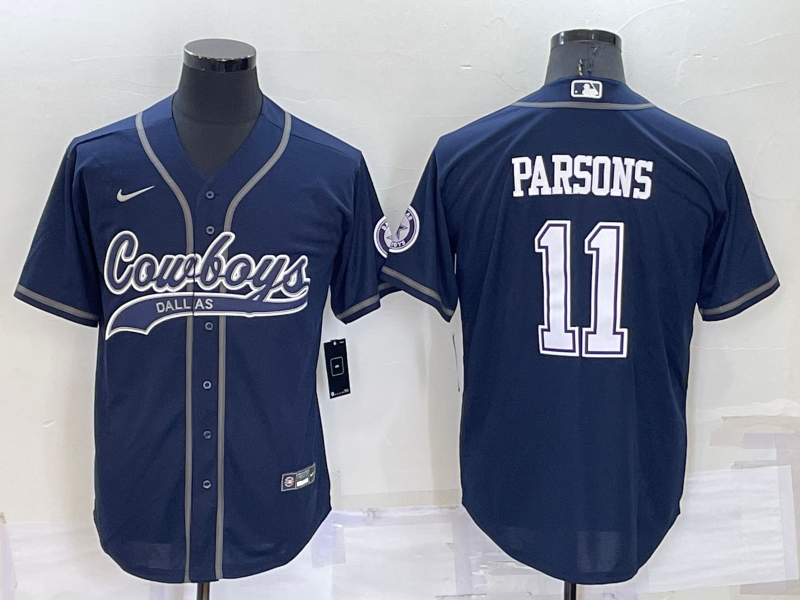 Men's Dallas Cowboys #11 Micah Parsons Navy Cool Base Stitched Baseball Jersey